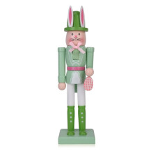 Décoration Casse-Noisette Lapin de Pâques de 30 cm, Figurine de Lapin Soldat en Bois pour Décoration de Table Printanière (Vert) B