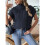 Damen-Pulloverweste mit Flügelärmeln, Rollkragen, Geripptes Strick-Tanktop, Basic-Slim-Fit-Oberteil Marineblau Einheitsgröße 5