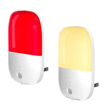 2 Stück Rote LED-Nachtlichter (670 Nm) zum Einschlafen, Dämmerungssensor, Automatische ein-/Ausschaltfunktion, Dimmbar, US-Stecker