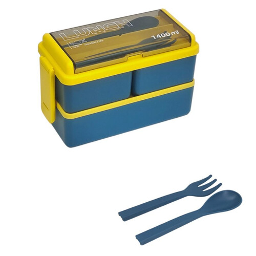 Microwave Safe Double Layer Bento Box for Kids with Utensils, Food Storage Container