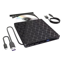 7 in 1 External CD DVD Drive CD Player DVD Burner USB3.0&Type C Optical Drive CD RW DVD Recorder Writer Reader for PC