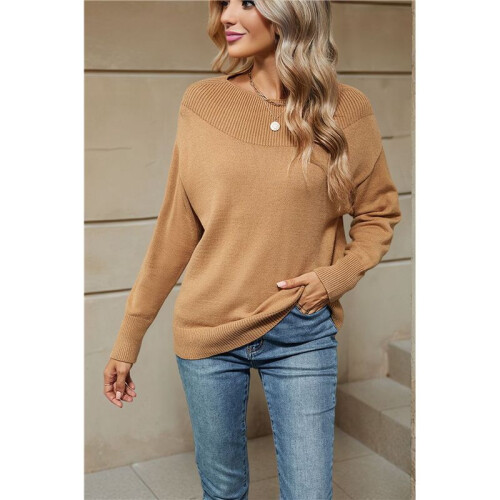 Women'S Casual Long Sleeve Sweaters Loose Knit Solid Pullover Sweater Jumper Tops  M 1