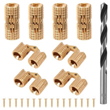 8mm Hidden Brass Hinges with Drill Bit,180 Hidden Cabinet Hinges for Jewelry Wooden & Ring Box DIY Crafts