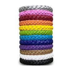 12 Stuks Muggenwerende Armbanden van PU-Leer, Effen Kleur, Individueel Verpakt, Zacht Leer, Insecten- en Muggenwerend