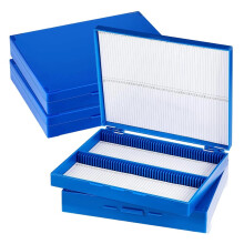 4 Pcs Microscope Slide Storage Box, Plastic Microscope Glass Slide Holder with Lock for Microslide 100place