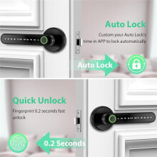 Serrure Porte Intelligente, Serrure Porte à Entrée Sans Clé avec Poignée, Serrure Porte à Empreinte Digitale pour Chambre, Serrure Porte Sans Fil