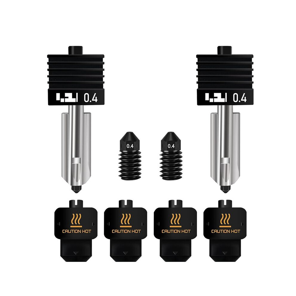 2Pcs 0.4Mm Hotend For P2s/H2s/H2d/A1/A1 With Extra 2Pcs Silicone Cover Sock/2Pcs Hardened Steel Nozzle 4712668849919