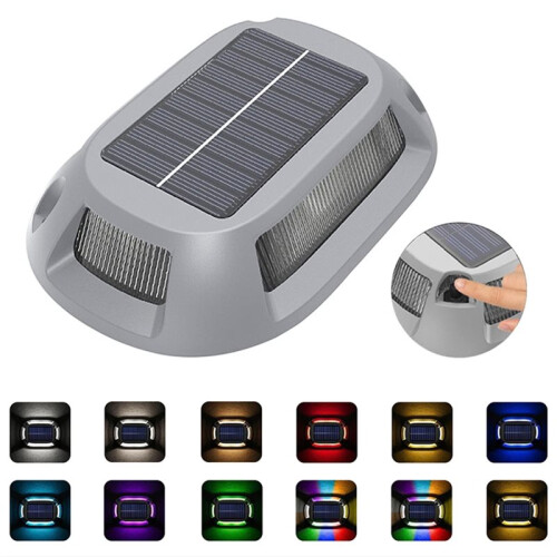 Solar Deck Light with  Light Sensor, Aluminium LED RGB Path Lights for Garden, Yard, Stairs