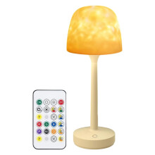 Waterproof Bathroom Shower Lamp with Ocean Wave Projector Touch & Remote, 2-in-1 Table Night Light, 16 RGB Colors