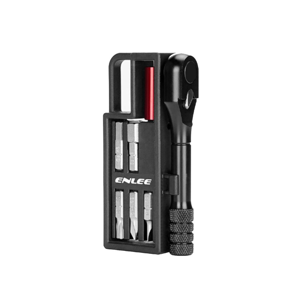 Enlee Bicycle Ratchet Wrench Tool Kit With Hex Key Bits Portable Multifunction Repair Kit Mountain Road Bike Gear 4712486651343