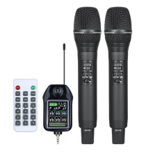 2-Kanalig Trådlös Mikrofon med Fast Frekvens, Handhållen Mikrofon, Mikrofon för Festkaraoke, Professionell Kyrklig Show, Möte
