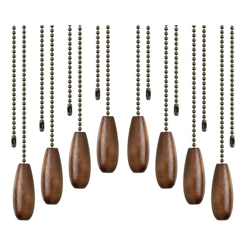 8 Pieces Ceiling Fan Pull Chains Extender Wooden Pendant Pull Chain Extension for Ceiling Light Lamp Fan(Walnut Color)