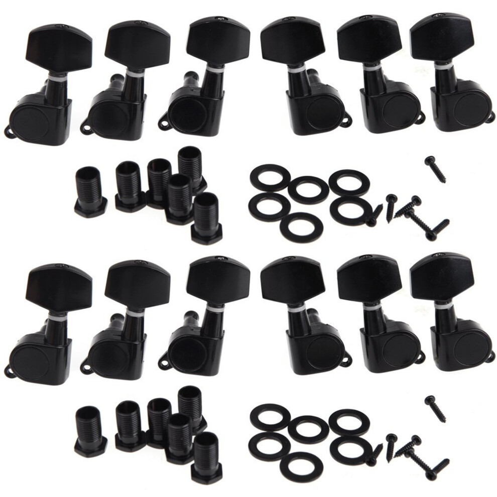 12 Pieces Sealed Electric Tuning Pegs Tuner Machine 6R 6L / Acoustic Guitar Black 6031233280895