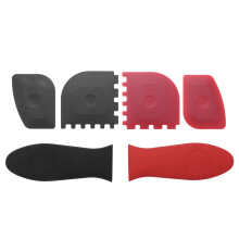6-Delige Duurzame Grillpanschraper, Plastic Set Gereedschap en Siliconen Handgreephouder voor Gietijzeren Koekenpannen, Braadpannen en Bakplaten