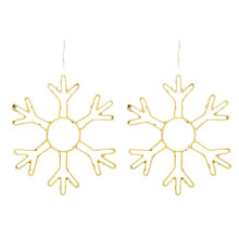 2 Peças de Decorações de Luzes de Janela de Floco de Neve de Natal Luzes Led de Floco de Neve para Casa Decoração de Natal Luz Quente Dourada