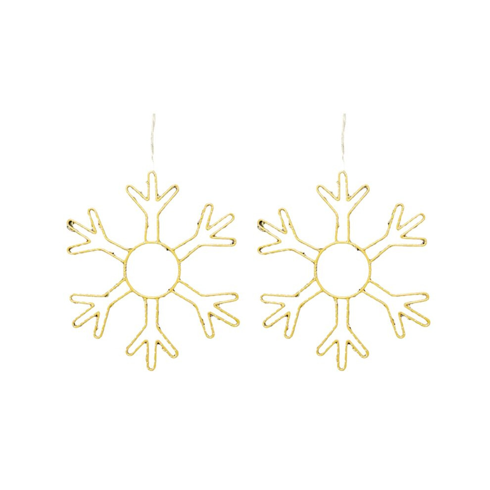 2Pcs Christmas Snowflake Window Lights Decorations Led Snowflake Lights For Home Xmas Decor Warm Light Gold 4712256531684
