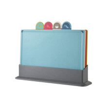 Cutting Boards 4Pcs/Set with Holder for Kitchen,Chopping Block with Food Icons,Anti Bacterium,Dishwasher Safe, Non-Slip