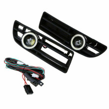 1Pair Fog Lights Angel Eyes Lamp Front Bumper Grille Grill Cover with Wire Kit for Bora MK4 1999-2004