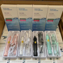(Battery-powered blue) 6-Mode Sonic Electric Toothbrush for Adults, Soft Bristles, USB Rechargeable, Waterproof, Couple Gift