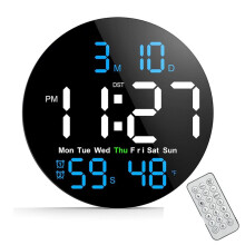 Horloge Murale Numérique, Horloge Murale de 10 Pouces avec Grand Écran LED Affichage des Secondes un Bouton Bouton Muet Luminosité Automatique