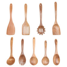 Wooden Kitchen Utensils Set,9 Pcs Wooden Spoons for Cooking,Wooden Cooking Utensils,Wooden Spoons for Non-Stick Pan