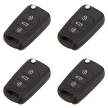 4X 3 Button Keyless Entry Remote Control Folding Flip Car Key Fob Shell Case Combo Compatible with I20 I30