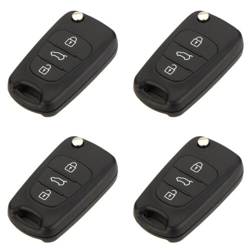 4X 3 Button Keyless Entry Remote Control Folding Flip Car Key Fob Shell Case Combo Compatible with  I20 I30