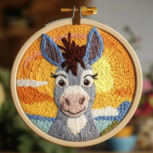 Punch Needle Kit Cartoon Esel Sonnenuntergang 20x20cm