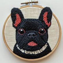 Punch-Needle-Set: Schwarze Französische Bulldogge, Anfängerfreundlich