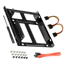 2X Dual SSD HDD Mounting Bracket 3.5 To 2.5 Internal Hard Disk Drive Kit Cables 2.5 Hard Disk Drive To 3.5 Bay Tray
