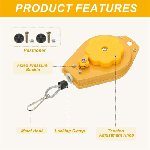 Retractable Spring Balancer, Bearing Spring Tool Load Balancer 4 Feet Adjustable Cable Retractor 3.3-6.6lbs (1.5-3kg) 1