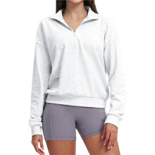 Women'S Half-Zip Autumn and Winter Zipper Sweatshirt, Casual Loose Windproof Warm Pullover Light Flower Ash XL