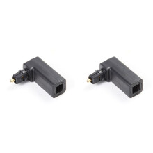 2 Stück Toslink 90 Grad Optisches Audiokabel-Adapter Stecker auf Buchse Rechtwinklig 360 Grad Drehbar PC TV DVD Stereo Optisches Kabel