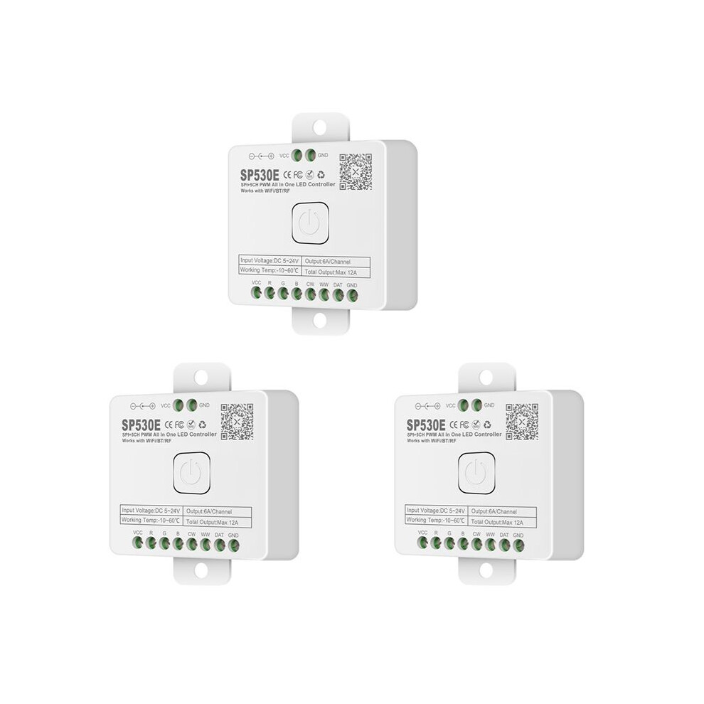 3X 12-In-1 Wifi Led Controller Sp530e Pwm Spi Pixels Dimmer For Ws2812b Ws2811 Rgb Rgbw Led Strips With Voice Control 6033664550738