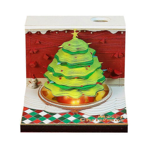 Festival Tree 3D Three-dimensional Note Book Paper Carving with Lights