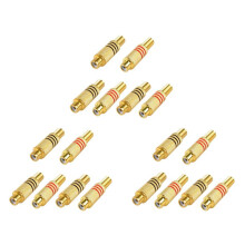 RCA Connector Plug,18-Pack RCA Female Plug Screws Audio Video in- Jack Adapter Gold Plated Solder Type,Gold