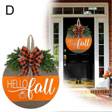 (Hello) Festival Wood Fall Wreaths for Front Door Decoration, Welcome Signs