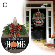 (Home) Festival Wood Fall Wreaths for Front Door Decoration, Welcome Signs