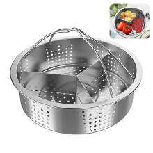 3 Compartments Steamer Rack Stainless Steel Steamer Basket Rack Kitchen Cooker