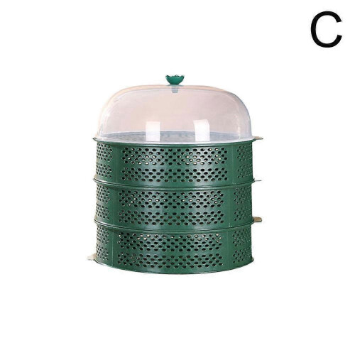 (Green 3 layers) Hollowed-out Food Cover Multi-layer Insect Protectors Storage Stackable