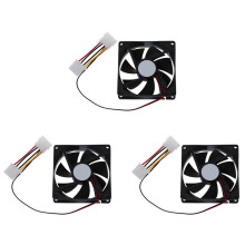3X  12V 4 Pin Schwarz Kunststoff PC Luefter 90mm x 90mm x 25mm