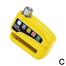 (Yellow) Anti Theft Motorcycle Alarm Disc Brake Lock Security Wheel Disc Loud Alarm Locks