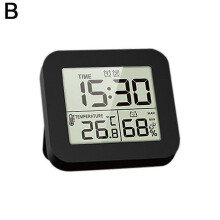 (Black) LCD Digital Clock with Alarm Thermometer Hygrometer Wall Clock Waterproof