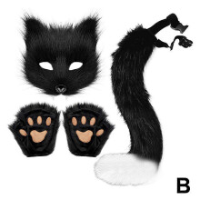 (Black) Faux Fur Wolf Paw Fingerless Gloves - Perfect Accessories for Cosplay Costume