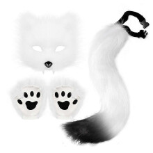 (Gray) Faux Fur Wolf Paw Fingerless Gloves - Perfect Accessories for Cosplay Costume