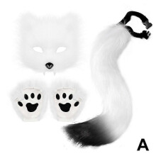 (White) Faux Fur Wolf Paw Fingerless Gloves - Perfect Accessories for Cosplay Costume