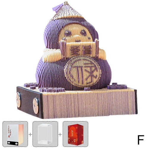 (Purple) 3D Gourd Note Stickers, Hand Tear, Creative Art, Creative Gift Memo Book
