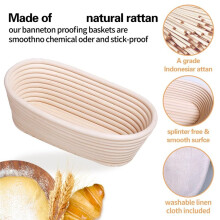 Bread Proofing Basket Set of 2, 10 Inch Oval Sourdough Bread Baking Supplies, Bread Making Kit, Proofing Baskets