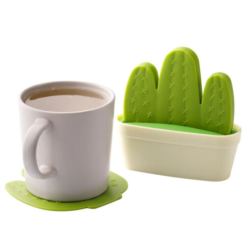 Cactus Coaster Set Insulation Mat Novelty Coaster Suitable for Beverage Bar Home Decor Coffee Table 1