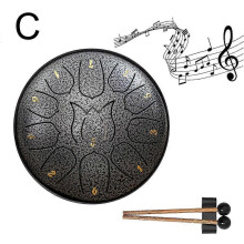 (C) 6 Inch 11 Tone Steel Tongue Drum Hand Pan Drum Drumstick Percussion Instrument